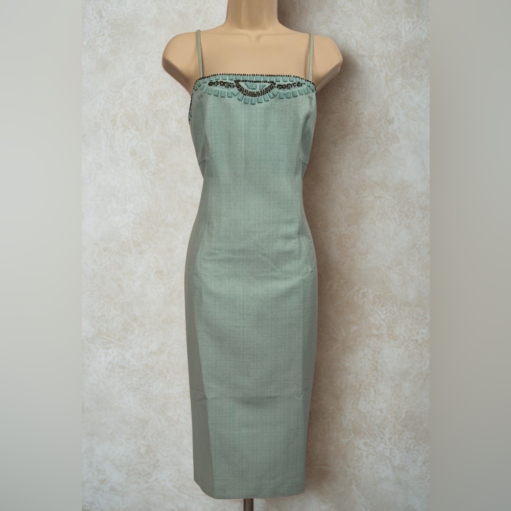 Carlisle light seafoam Dress with Beaded Detail